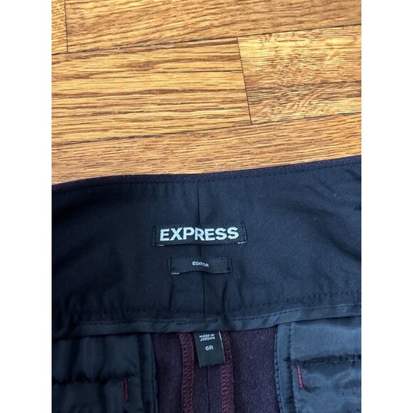 Express Editor Womens Dress Pants Dark Purple 6 R Wide Leg Plum Trousers Flare - Picture 4 of 6